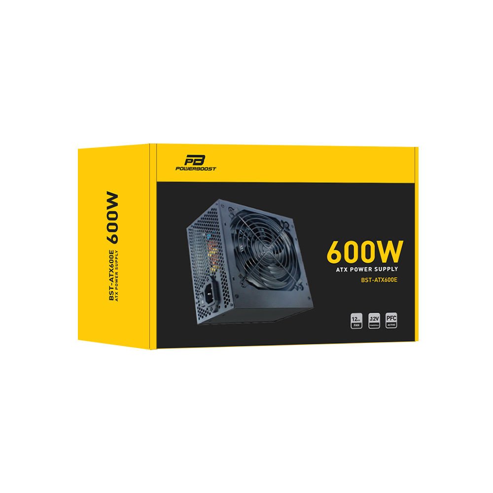 POWER BOOST BST-ATX600E 600W 12cm FANLI POWER SUPPLY APFC