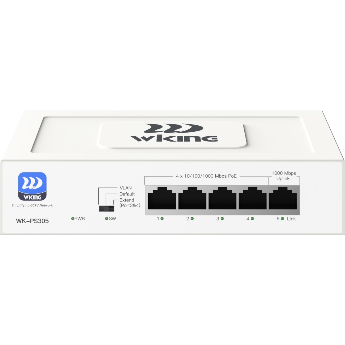 WI-TEK WIKING WK-PS305 4 PORT 10/100/1000 4 PORT POE 1GE UPLINK 45W YONETILEMEZ DESKTOP SWITCH