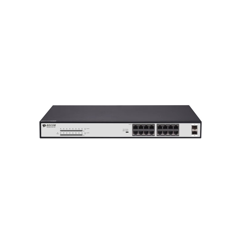 BDCOM S1518-16P 16 PORT 10/100/1000 16 PORT POE 2 PORT GIGABIT UPLINK 240W YONETILEMEZ RACK MOUNT SWITCH
