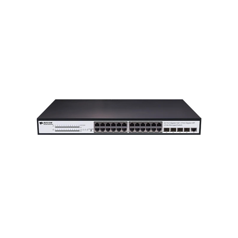 BDCOM S2500-24P4S 24 PORT 10/100/1000 24 PORT POE 4 X SFP 370W LAYER 3 YÖNETİLEBİLİR RACK MOUNT SWITCH